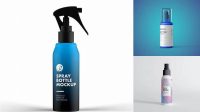 8755+ Matte Spray Bottle PSD Mockup Half Side View High-Angle Shot Free PSD for Designers