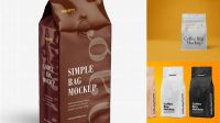 8757+ Glossy Coffee Bag PSD Mockup Front View Smart Object PSD Template