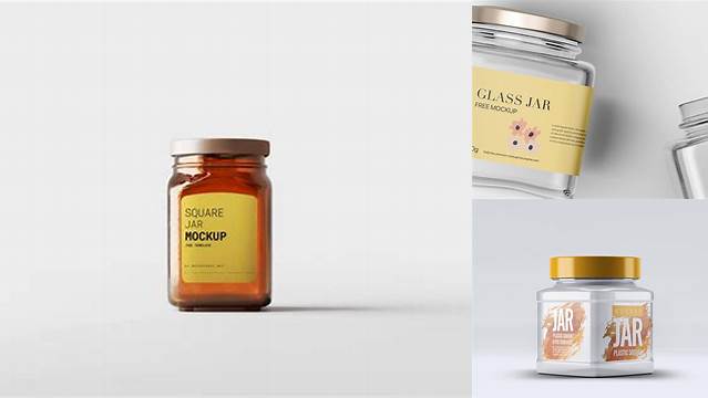 8758+ Square Jar Mockup Elegant PSD Mockup