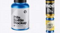 8760+ Metallic Pills Bottle PSD Mockup High-Angle Shot Elegant High-Resolution Design File