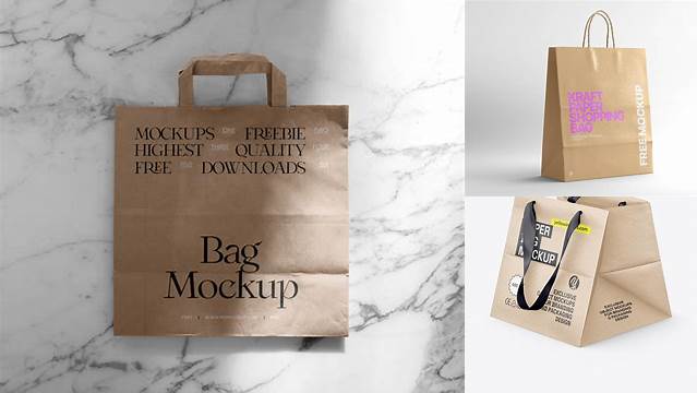 8763+ Kraft Paper Shopping Bag PSD Mockup Half Side View Custom Mockup PSD for Free