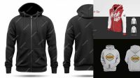 8763+ Men’s Full-Zip Hoodie PSD Mockup Back View Free Graphic Design Resource