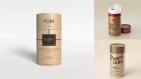 8766+ Middle Kraft Paper Tube PSD Mockup – Front View For Free Download