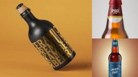 8767+ Amber Bottle With Dark Beer PSD Mockup Free Mockup PSD Template