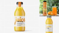 877+ Glossy Plastic Bottle with Orange Drink PSD Mockup Free PSD Mockup Resource