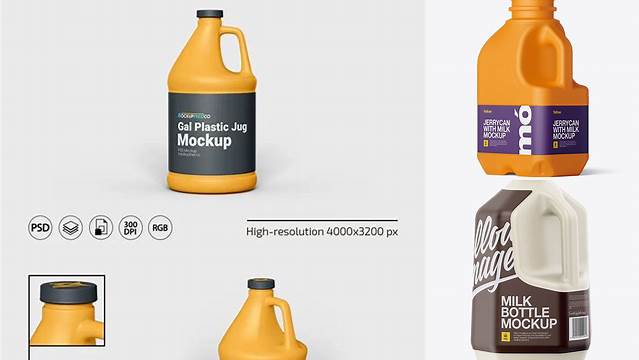 877+ Matte Plastic Jug PSD Mockup Half Side View Premium Design Freebie