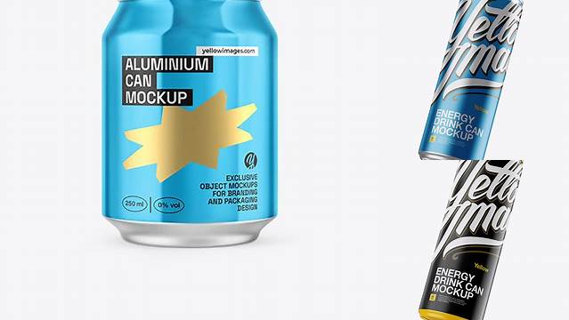 8772+ 250ml Aluminium Can With Metallic Finish PSD Mockup Smart Layer Mockup Free