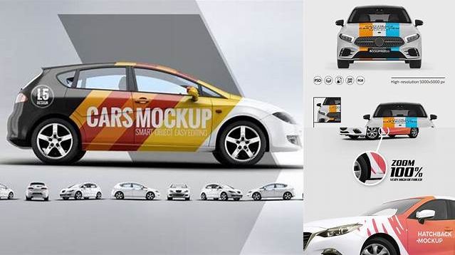 8772+ Hatchback PSD Mockup Side View High-Quality Design Free PSD