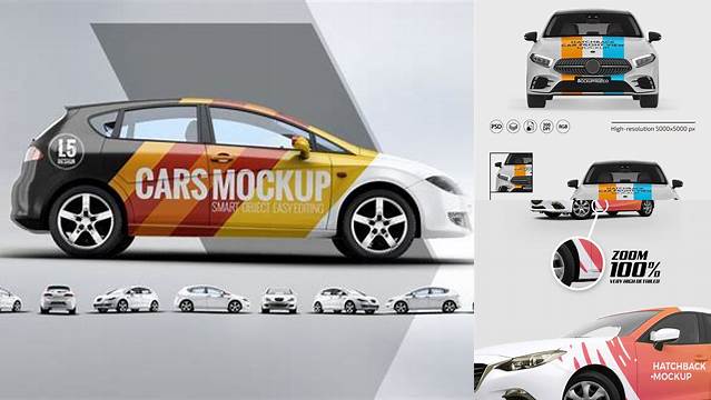 8772+ Hatchback PSD Mockup Side View High-Quality Design Free PSD