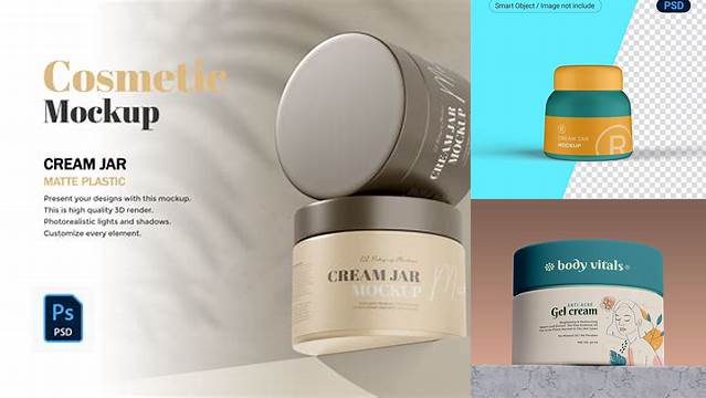 8773+ Matte Metallic Cream Jar PSD Mockup Include TIFF