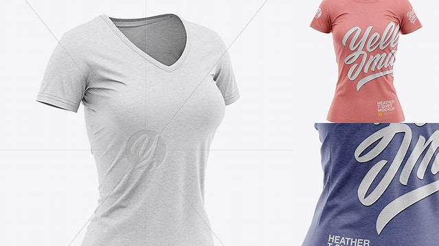 8775+ Women’s Heather Slim-Fit T-Shirt PSD Mockup Front View Free PSD for Creatives