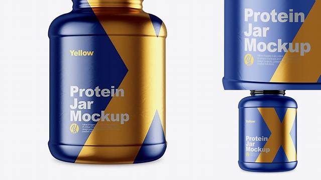 878+ 5lb Metallic Protein Jar PSD Mockup Versatile Photoshop File