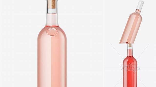 8781+ Clear Glass Pink Wine Bottle With Cork PSD Mockup Unique High-Resolution Design Freebie