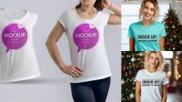 8781+ Half-Turned Women’s T-Shirt HQ PSD Mockup Elegant and Stylish Free PSD