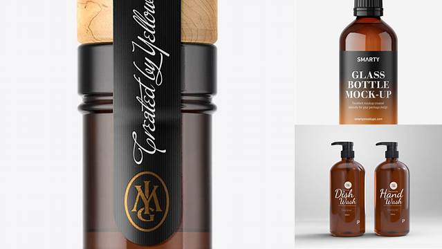 8784+ Amber Glass Bottle With Seal Sticker PSD Mockup High-End Professional PSD Resources