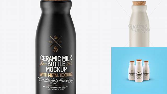 8784+ Ceramic Milk Bottle With Cork PSD Mockup Elegant Photoshop Mockup