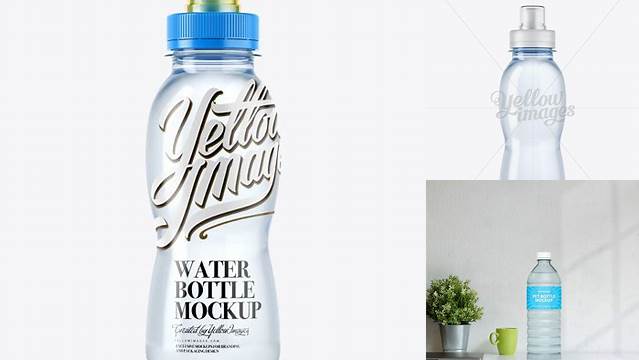 8793+ 330ml Blue Plastic PET Bottle PSD Mockup Free Smart Object Templates