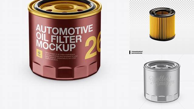 8794+ Metallic Automotive Oil Filter PSD Mockup PSD for Creative Projects