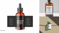 8797+ Dark Amber Glass Bottle PSD Mockup Front View High-End PSD Download