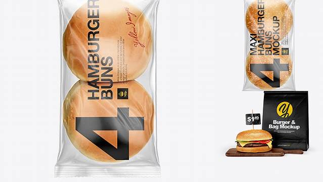 8797+ Hamburger Buns 4 Pack PSD Mockup Exclusive Layered PSD Mockup