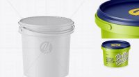 8800+ Matte Plastic Bucket PSD Mockup Half Side View High-Angle Shot Professional Quality Freebie PSD File