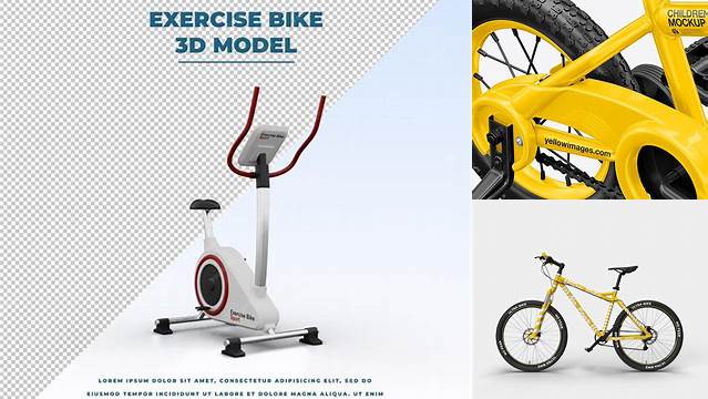 8801+ Exercise Bike PSD Mockup Side View High-Quality Design Free PSD