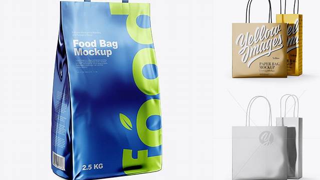 8803+ Glossy Metallic Bag PSD Mockup Half Side View Download Professional PSD