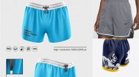 8803+ Women’s Basketball Shorts PSD Mockup Back Half Side View Advanced Photoshop Template