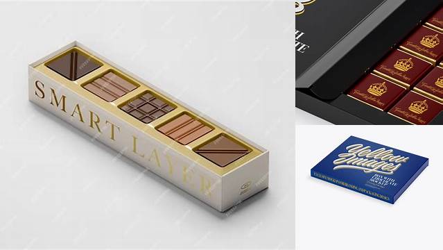 8808+ Glossy Chocolate Box PSD Mockup Half Side View High-Angle Shot High-Resolution PSD Download