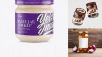 8814+ Glass Jar With Onion Spread PSD Mockup Professional PSD Mockup