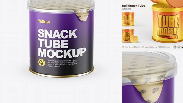 8814+ Small Matte Snack Tube PSD Mockup High-Angle Shot Fully Layered PSD Freebie