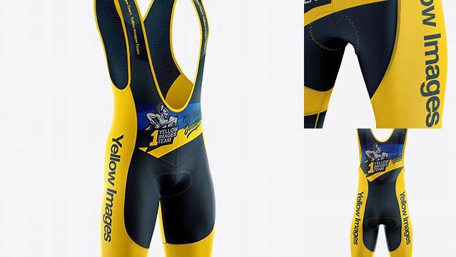 8818+ Men’s Cycling Bib Shorts PSD Mockup Back Half Side View Smart Object Free Photoshop File