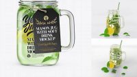 8818+ Opened Mason Jug with Mojito PSD Mockup Creative High-Resolution PSD Freebie