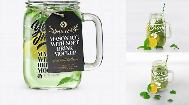 8818+ Opened Mason Jug with Mojito PSD Mockup Creative High-Resolution PSD Freebie