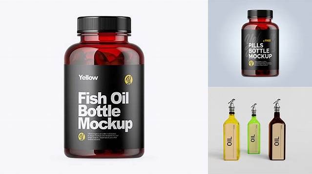 8818+ Red Bottle with Fish Oil PSD Mockup PSD for Creative Projects