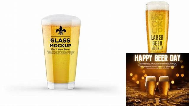 8821+ Revival Glass With Lager Beer PSD Mockup Advanced and Editable PSD Template Free