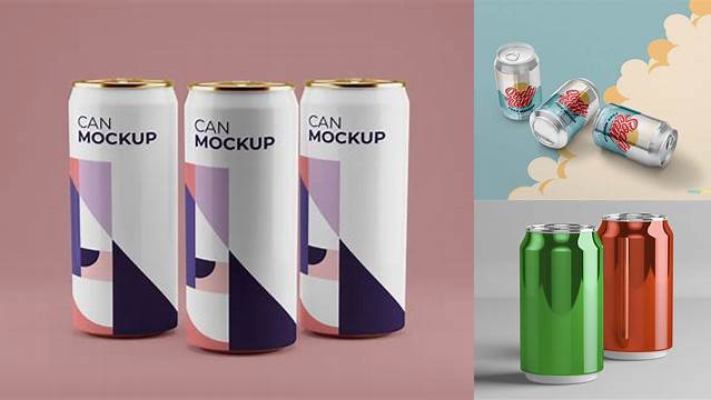 8821+ Three Cans PSD Mockup Photoshop Resource Free