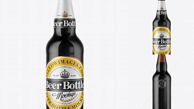 8823+ 500ml Amber Glass Stout Beer Bottle PSD Mockup Creative Digital PSD Download