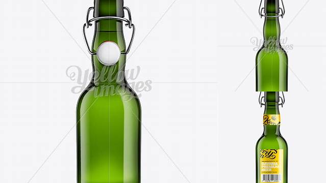 8825+ Emerald Green Bottle with Swing Top Closure 330ml Versatile PSD Mockup File