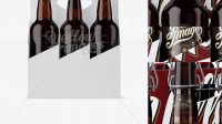 8825+ White Paper 6 Pack Amber Bottle Carrier PSD Mockup Front View Download Free