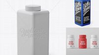 8829+ Square Plastic Bottle PSD Mockup High-Angle Shot Digital Download