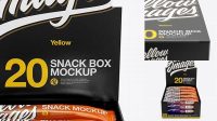 8836+ 20 Snack Bars Box PSD Mockup Front View High-Angle Shot PSD Download