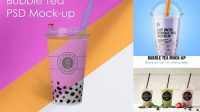 8836+ Cup WIth Lemon Bubble Tea PSD Mockup Creative Design Mockup