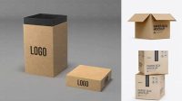 8836+ Two Kraft Boxes PSD Mockup Half Side View Free PSD Mockup Resource