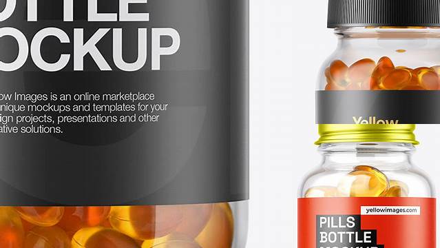 8837+ Clear Glass Fish Oil Bottle PSD Mockup Modern Free PSD Template