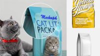 8838+ 14lb Cat Litter Package PSD Mockup Front View Creative Digital PSD Download