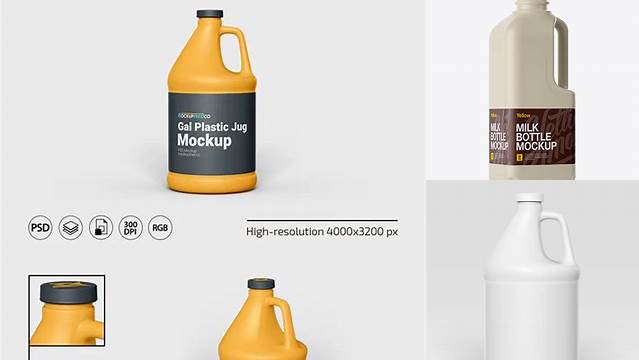 8839+ Matt Plastic Milk Jug PSD Mockup Exclusive Free Creative Resource