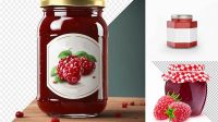 8840+ Glass Jar with Raspberry Jam Mock-up Versatile PSD Mockup File