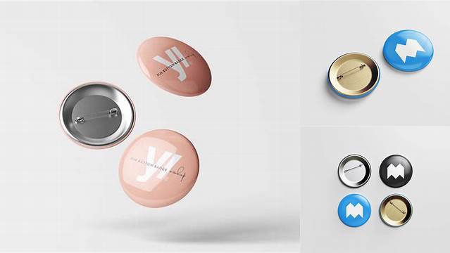 8841+ Button Pin PSD Mockup Front & Back Views Versatile PSD Mockup File