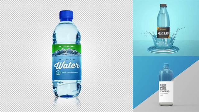 8841+ Glass Bottle With Water PSD Mockup Free PSD Mockup Resource